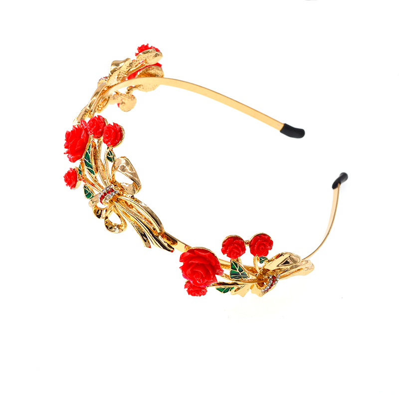 Européen Et Américain Nouveau Baroque Rose Strass Pierres Précieuses Flanelle Exagéré Personnalisé Femmes Bord Étroit De Cheveux Accessoires De Cheveux Coréenne Hoop display picture 7