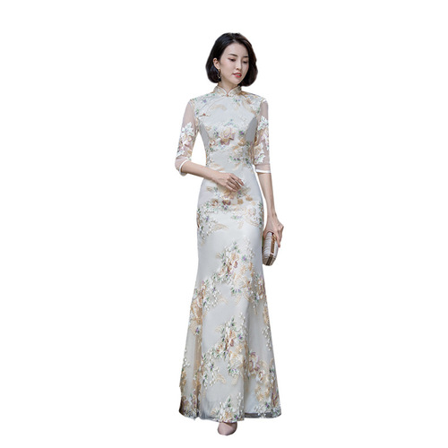 Chinese Dress Qipao for women cheongsam Changguo fishtail dress show