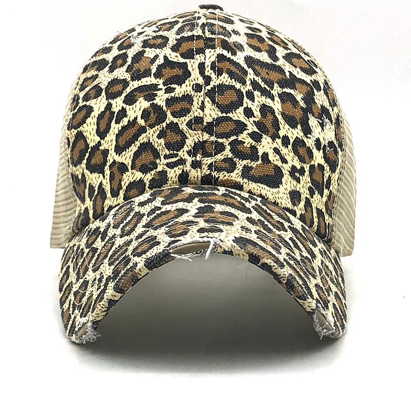 Leopard Print Horsetail Mesh Breathable Thin Sunscreen Baseball Cap Wholesale Nihaojewelry display picture 10