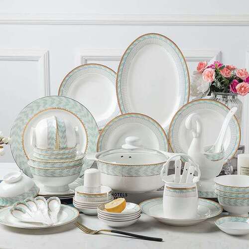 Set of Jingdezhen Ceramic Bowls and Plates for Home Use, New Chinese Style Bone China Tableware, Bowl and Chopstick Combination, Complete Gift Set for Wholesale