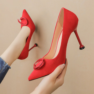 Fashion pointed shallow high heels suede sexy women’s single shoes women’s shoes