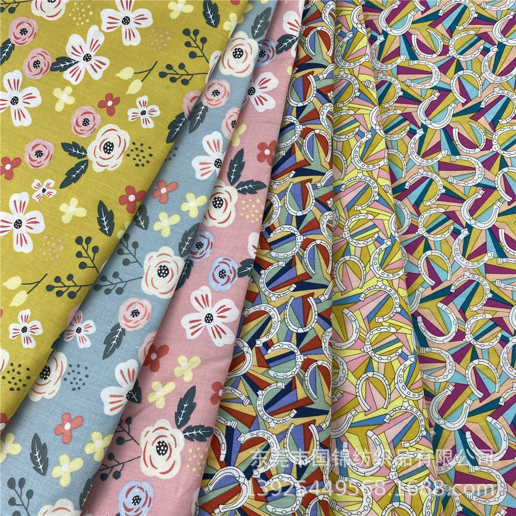 2021春夏新款田园风印花布 纯棉40支府绸印花 童装衬衣连衣裙面料
