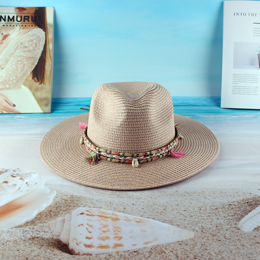 Sombrero de paja de papel británico de las mujeres europeas y americanas sombrero de sol de verano sombrero de Sol de ala plana sombrero de paja de ala grande sombrero de playa al por mayor