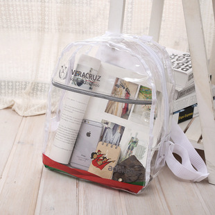 Manufacturer customized Korean style waterproof backpack female Korean style jelly bag beach bag student transparent schoolbag