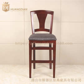 工厂定制时尚潮流复古作旧棉麻布餐椅咖啡厅椅子 前台吧椅B14出口