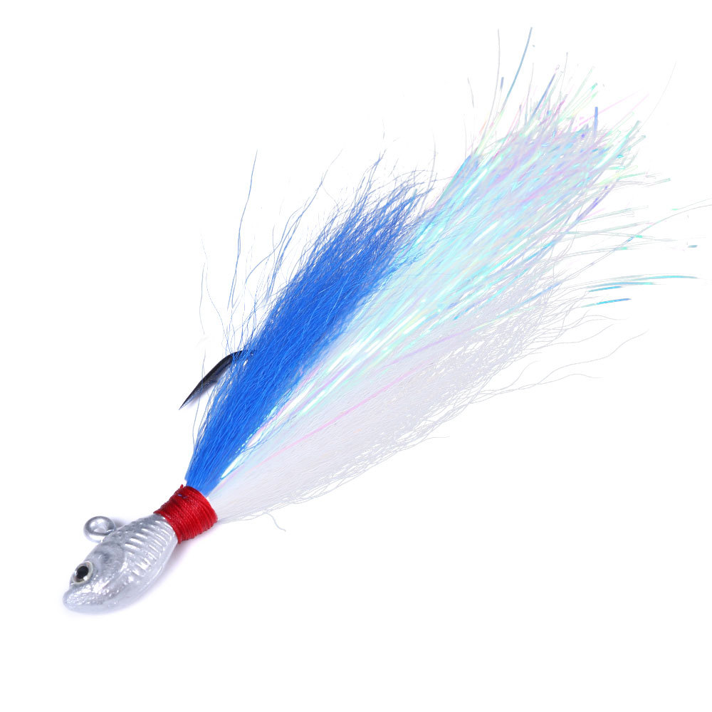 3 Pack Bucktail Jig Fluke Lure Hair Jig Saltwater Freshwater Lures Surf Fishing White Red Chartreuse Bass Flounder Striper Bluefish Halibut Redfish