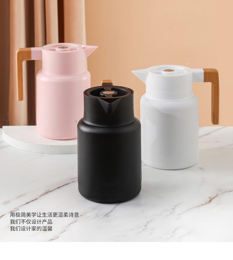304 Wooden handle Stainless steel vacuum Warmers new pattern Water bottle European style Coffee pot Household 7 Japanese Wooden handle
