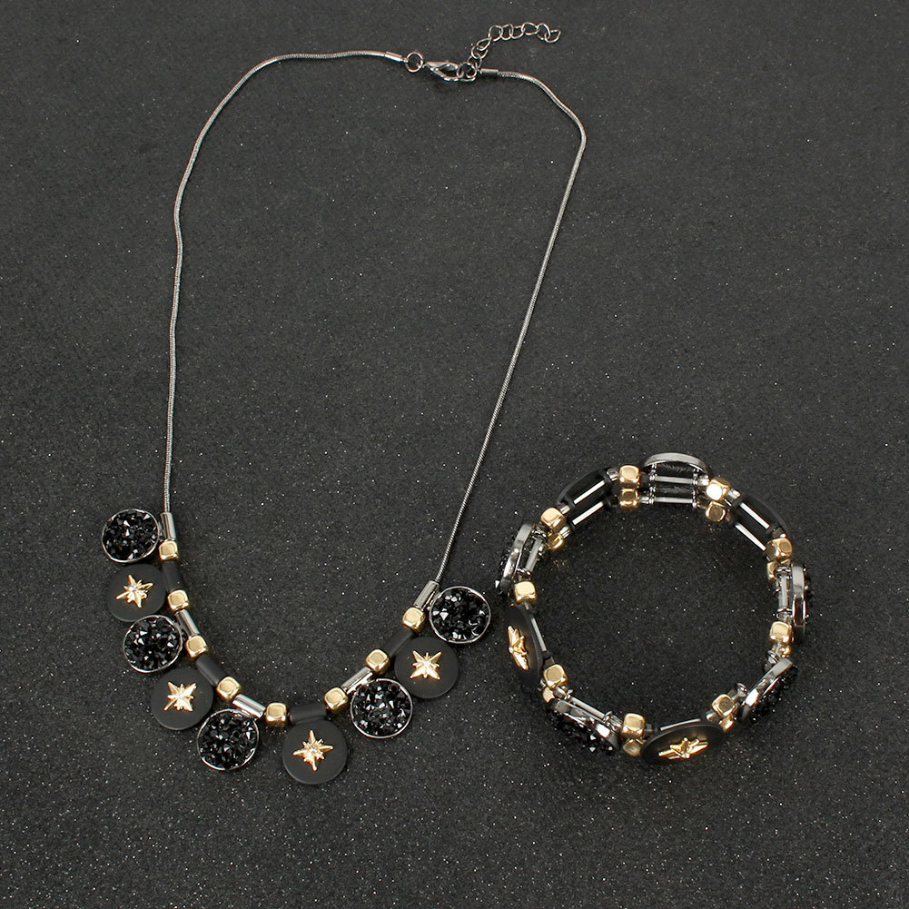 Bohemian Alloy Diamond Necklace Bracelet Set display picture 3