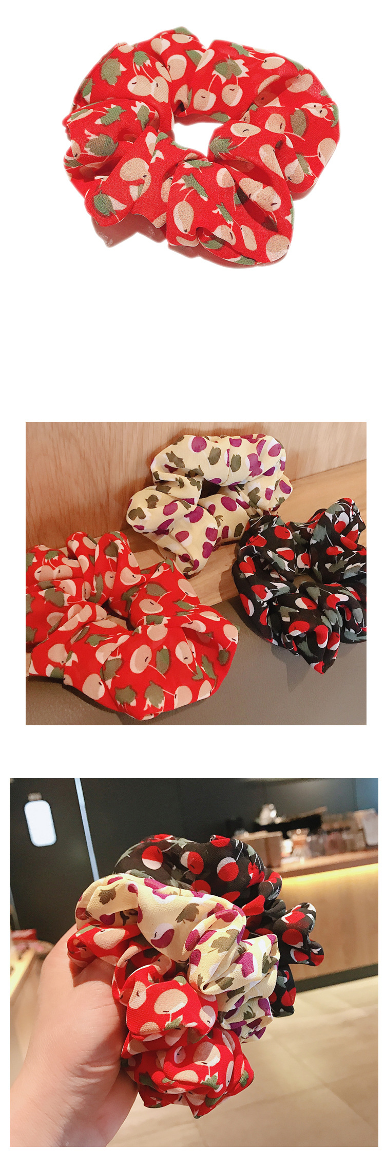 Simple New Fashion Retro Cherry Cheap Scrunchies Wholesale display picture 3
