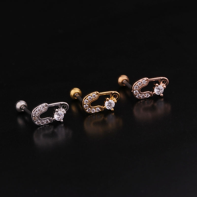 Ear Cartilage Rings & Studs Lady Geometric 316 Stainless Steel  Copper Inlaid Zircon display picture 4