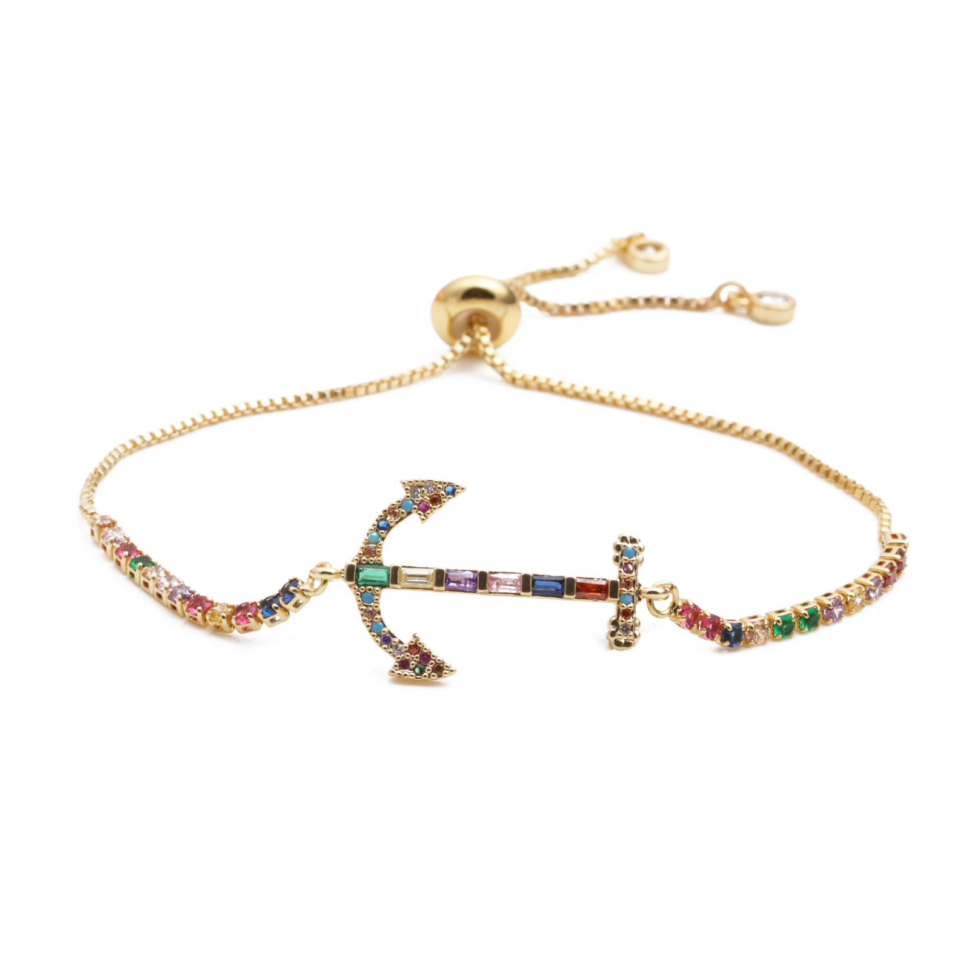jewelry copper micro-set zirconium anchor adjustable bracelet gift wholesale nihaojewelry