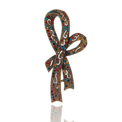 跨境熱銷鑲鑽高檔氣質復古蝴蝶結胸針胸花別針絲巾扣 廠家直銷