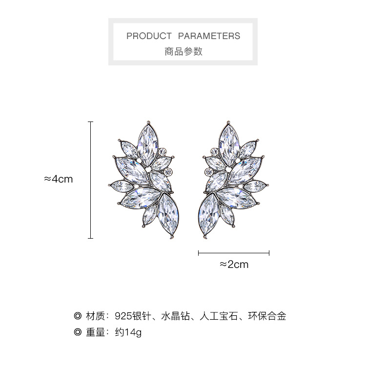 E041481 Super Fairy Persönlichkeit Diamant Ohrringe S925 Silber Nadel Bunte Edelstein Ohrringe Abendessen All-match Blumen Ohrringe display picture 14