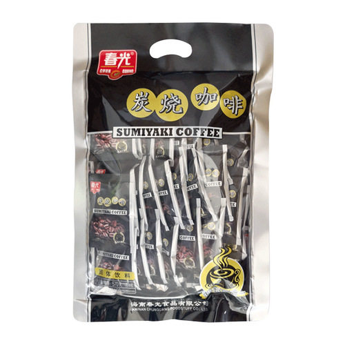 30 small packs of Hainan specialty Spring Light Charred Coffee 570g instant three-in-one charred coffee powder for making beverages