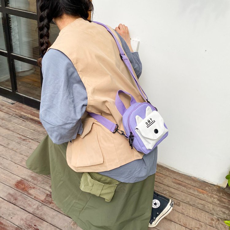 Japanische Ins Weiche Mädchen Süße Süße Cartoon Kaninchen Ohren Kontrast Farbe Leinwand Kleine Tasche All-match Lässige Schüler Umhängetasche display picture 89