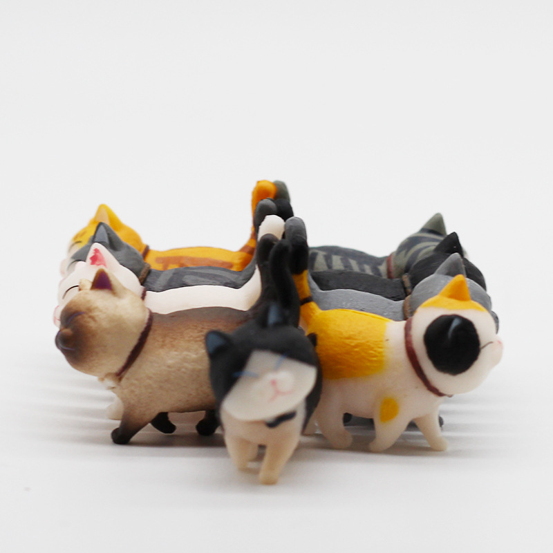 小猫咪一套九个动漫公仔摆件一件代发小孩玩具汽车仪表台装饰配饰|ru