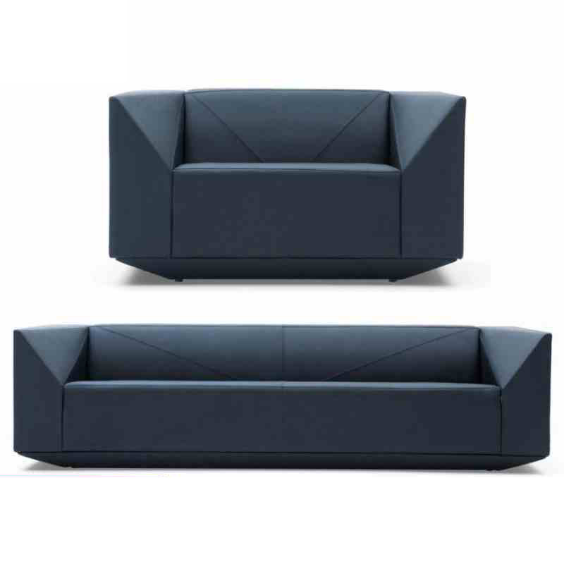 钻石真皮办公沙发 现代简约洽谈接待 商务会客区单人三人沙发组合