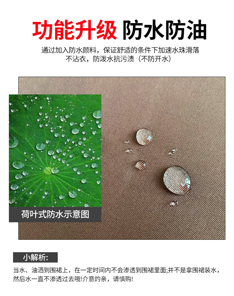 外贸加厚防水围裙制服呢可印logo防油污家用厨房防水工作围裙批发详情8