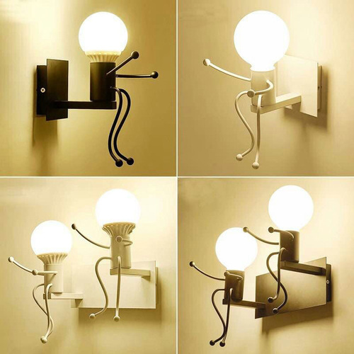 Cross-border retro creative cartoon villain wall lamp swing little iron man bedroom decorative art bedside lamps