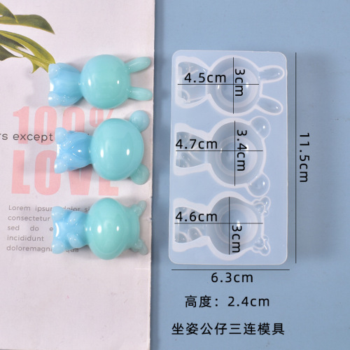 Poppy diy crystal glue mold homemade bear and doll cute three-dimensional table decoration silicone mold