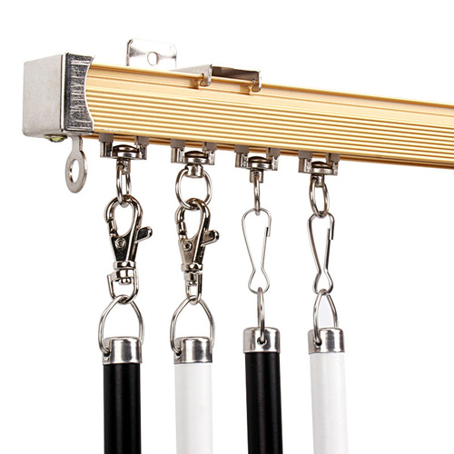 Aluminum alloy black silver curtain track Roman rod curtain rod manual push-pull small rod lever handle pull rod
