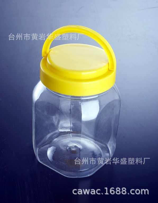 厂家批发950ml食品级透明塑料罐pet方形红糖花茶包装罐提手食品罐