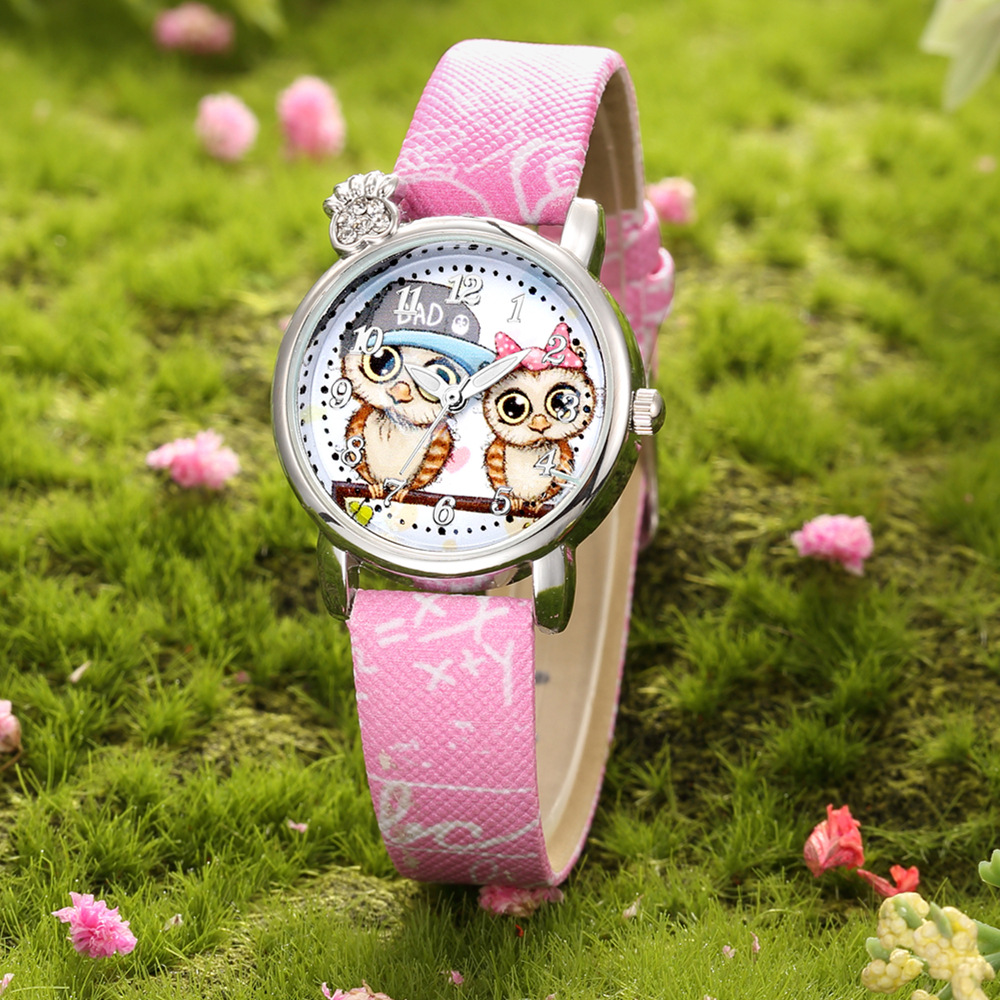 Cute and sweet style owl pattern belt watch diamond British hand watch wholesalepicture9