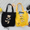 Capacious shopping bag, face blush, one-shoulder bag, cloth bag, with little bears, 2020, new collection, internet celebrity