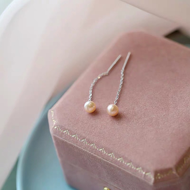 Women'S Gender 1 Pair 925 Sterling Silver Freshwater Pearl Ball Ear Line