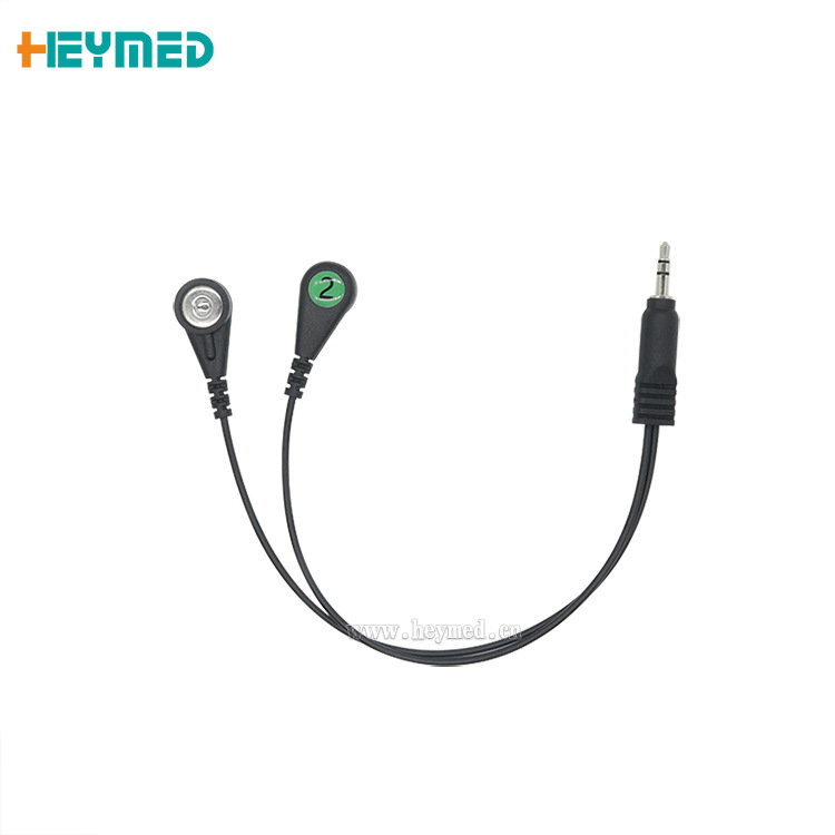 3.5音频扣子理疗线一拖二电极母扣治疗仪按摩贴片线扣式保健