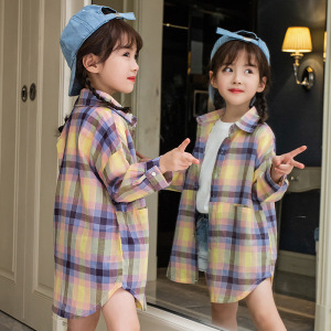 女童秋装格子衬衫2020新款韩版洋气上衣中大儿童时髦女孩长袖衬衣