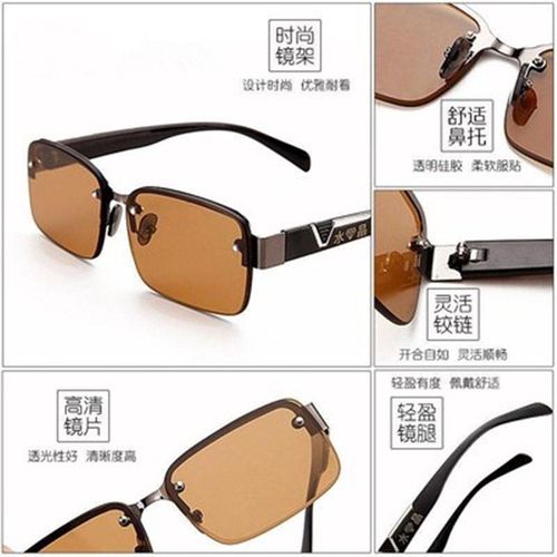 Frameless crystal edge glass sunglasses men's sunglasses flat mirror wear-resistant glass sunglasses windproof mirror Daying Jianghu