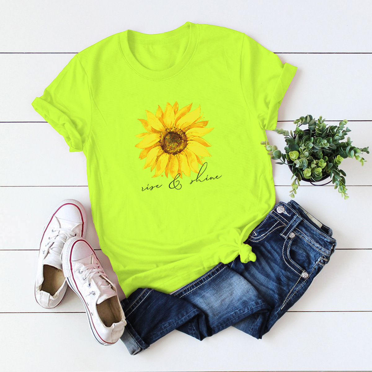 casual hot sunflower short-sleeved women's t-shirt NSSN1792