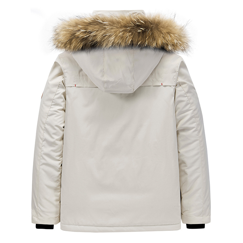 Invierno nuevo algodón acolchado abrigo ropa de los hombres más tamaño engrosado caliente al aire libre casual color sólido simple moda Cuello de piel de algodón acolchado abrigo