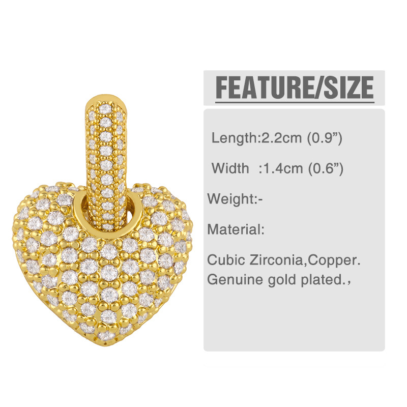 Fashion Heart Inlaid Zircon Copper Artificial Gemstones 18k Gold Plated Earrings display picture 2