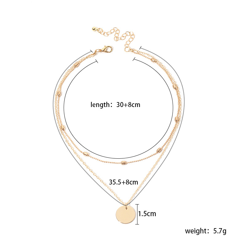 7g Weight Necklace Classification Wedding, Travel Occasion Women'S Gender Gold Color Hot Selling Fashion Multi-layer Personality Sequin Stacked Necklace 无