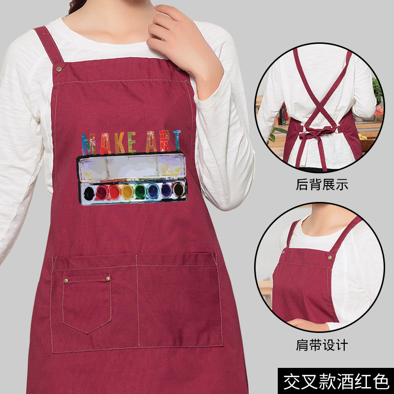 Simple pintura delantal mujer adulto estudiante de arte pintura al óleo antifouling casa sin mangas ropa de trabajo imprimible LOGO