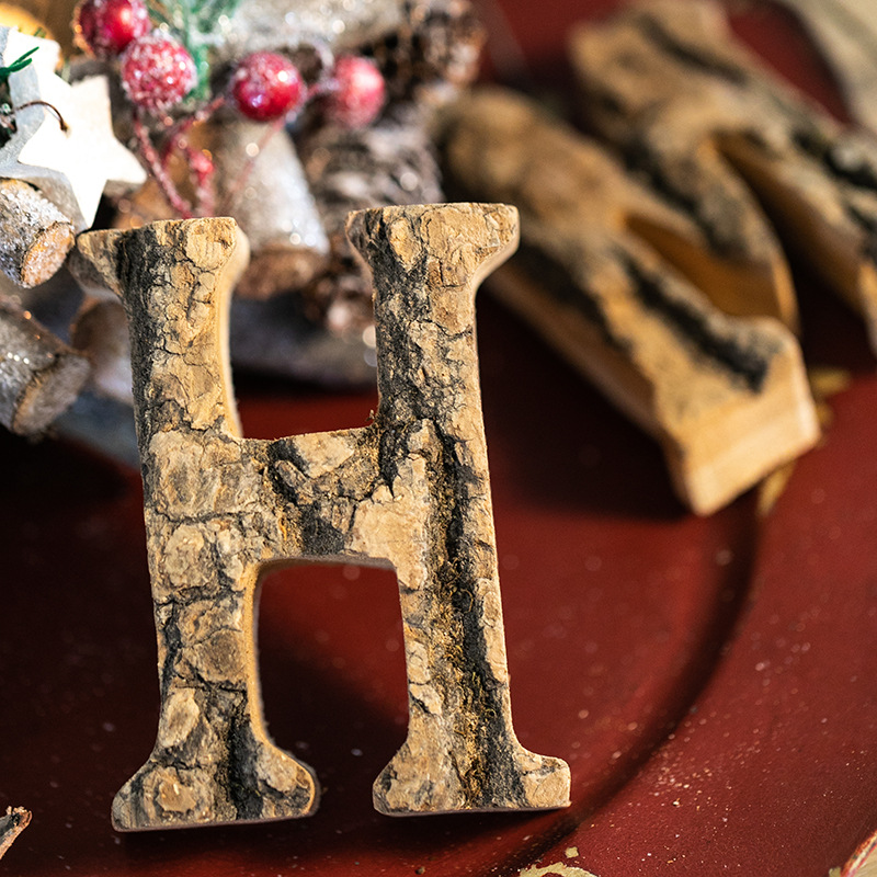 Carta de Navidad tronco natural madera de tejo corteza adornos props de pared DIY nórdico Feliz Navidad