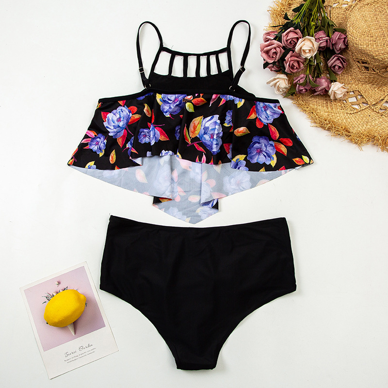 cute printed offshoulder ruffled bikini NSHL31360