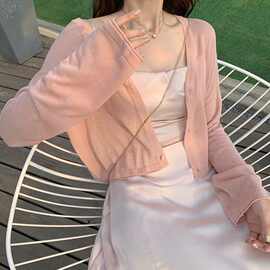 冰丝防晒衫女短罩衫搭配吊带裙子小外套披肩外搭针织开衫夏季薄款