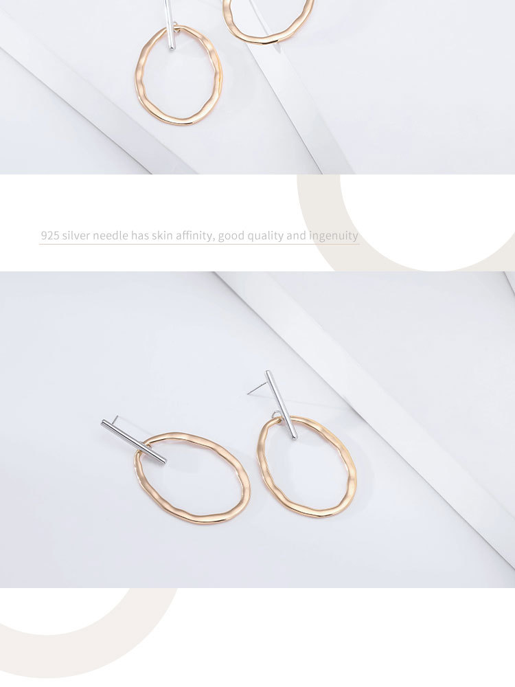 Oval Exaggerated Pendant Two-color Earrings display picture 3