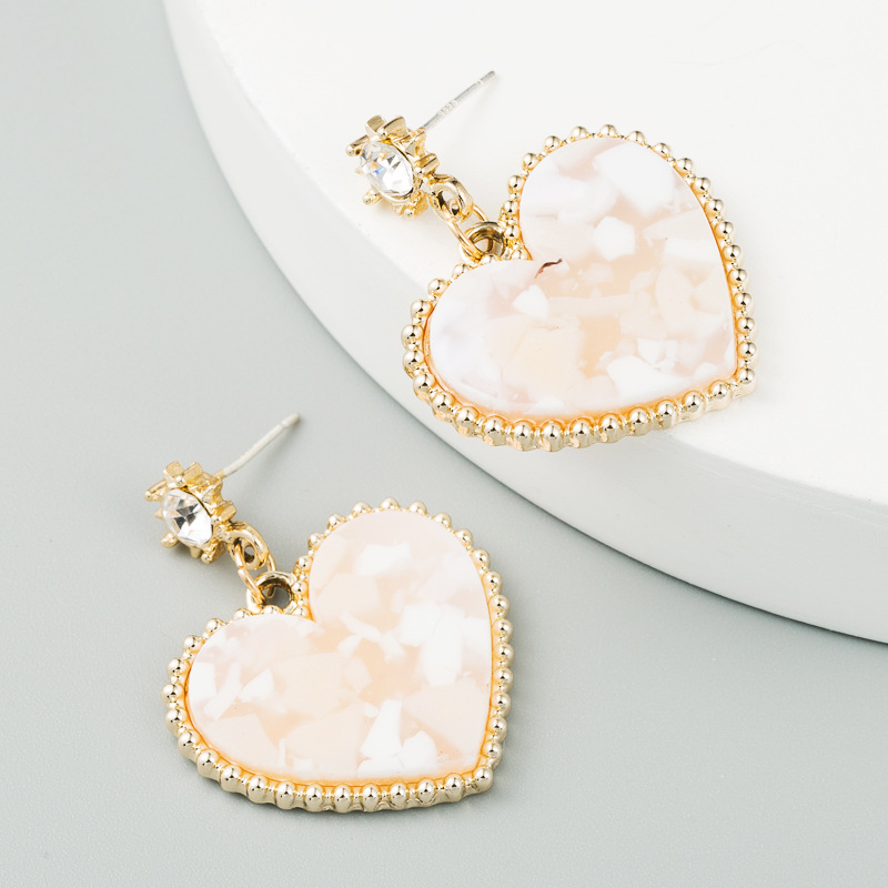 Korea Fashion S925 Silver Needle Alloy Diamond Earrings Heart-shaped Resin Earrings For Women Nihaojewelry Wholesale display picture 3