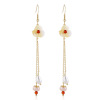 Fashionable universal long earrings, pendant from pearl, Korean style, city style, simple and elegant design, flowered, wholesale