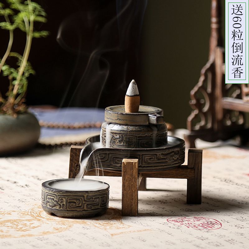 時來運轉倒流香爐紫砂香爐檀香盤香爐茶具工藝擺件批發