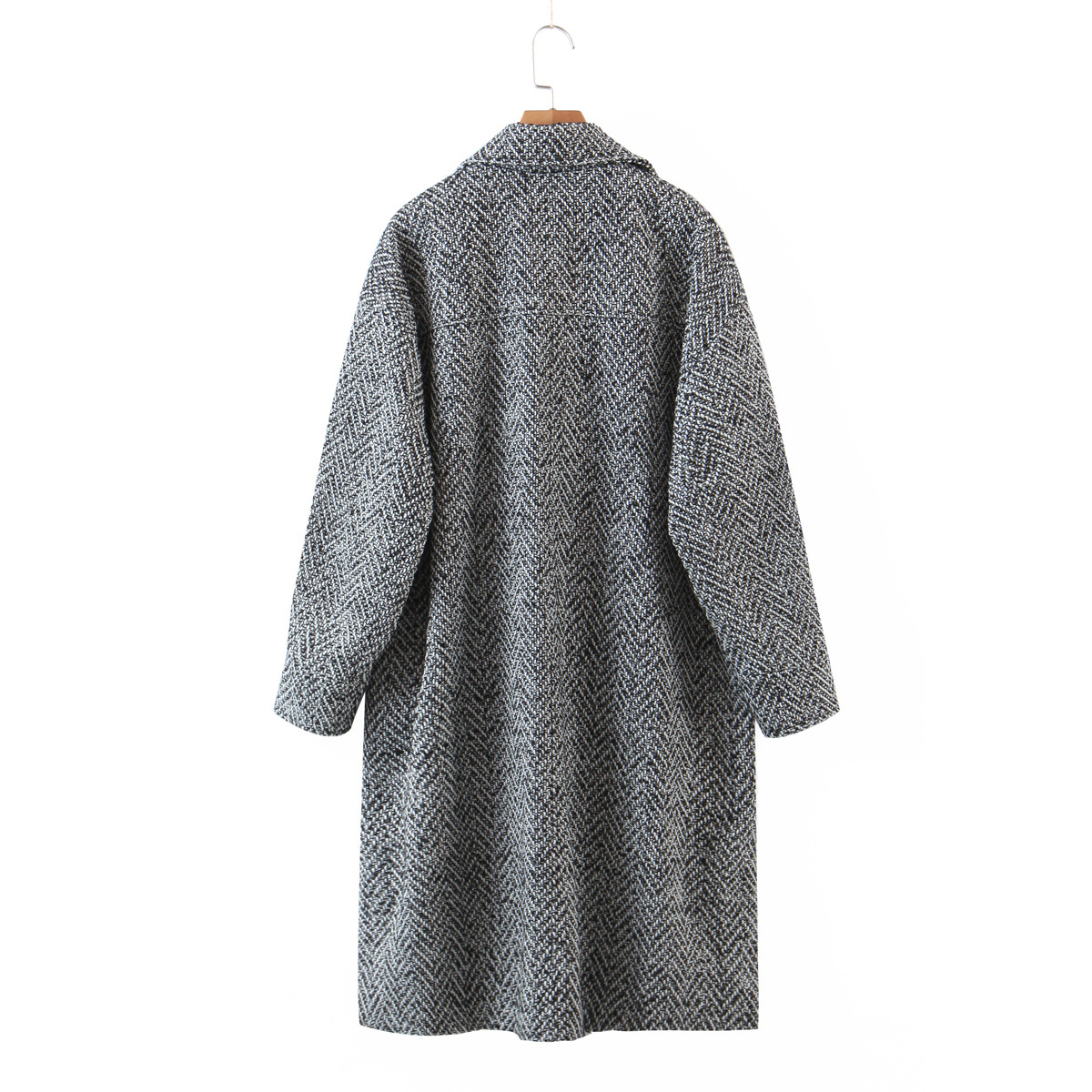 wholesale autumn tweed long shirt style woolen coat  NSAM3912