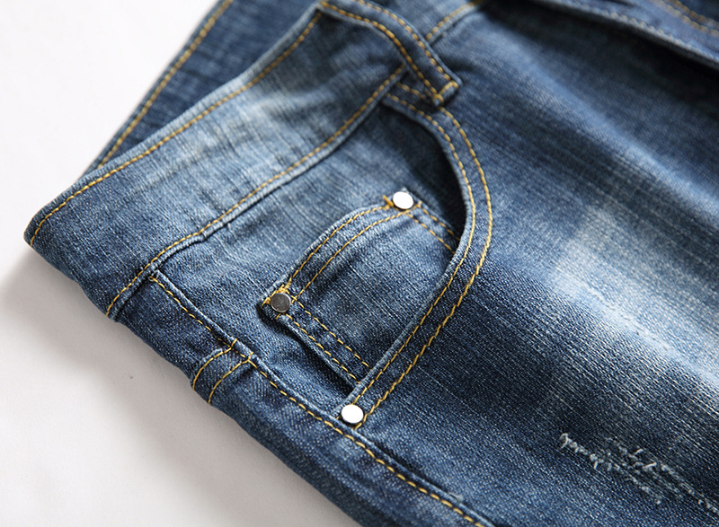Herren Jeans Im Used Look Gerade Geschnittene Denim Hose Casual_voghion.com