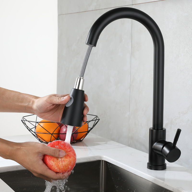 Kitchen touch induction stainless steel faucet vegetable basin induction pull-out rotating household kitchen hot and cold faucet