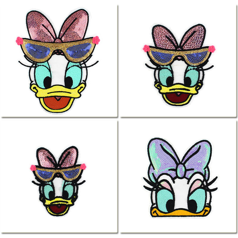 亮片刺绣卡通图案唐老鸭布贴衣服贴补丁贴diy破洞修补贴缝制贴补|ms