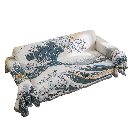 Date simple style ocean wave simple home fabric sofa blanket dust cover double single sofa cushion