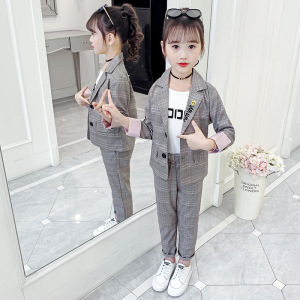 儿童秋装女童西服套装2020新款韩版网红洋气小女孩秋季西装两件套
